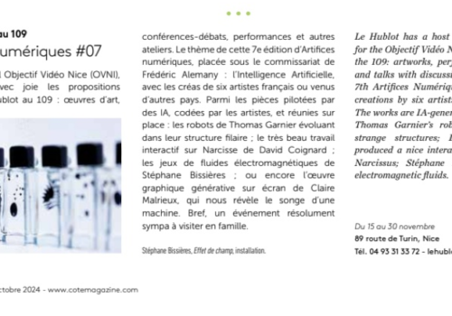 Artifice dans les pages de COTE Magazine !